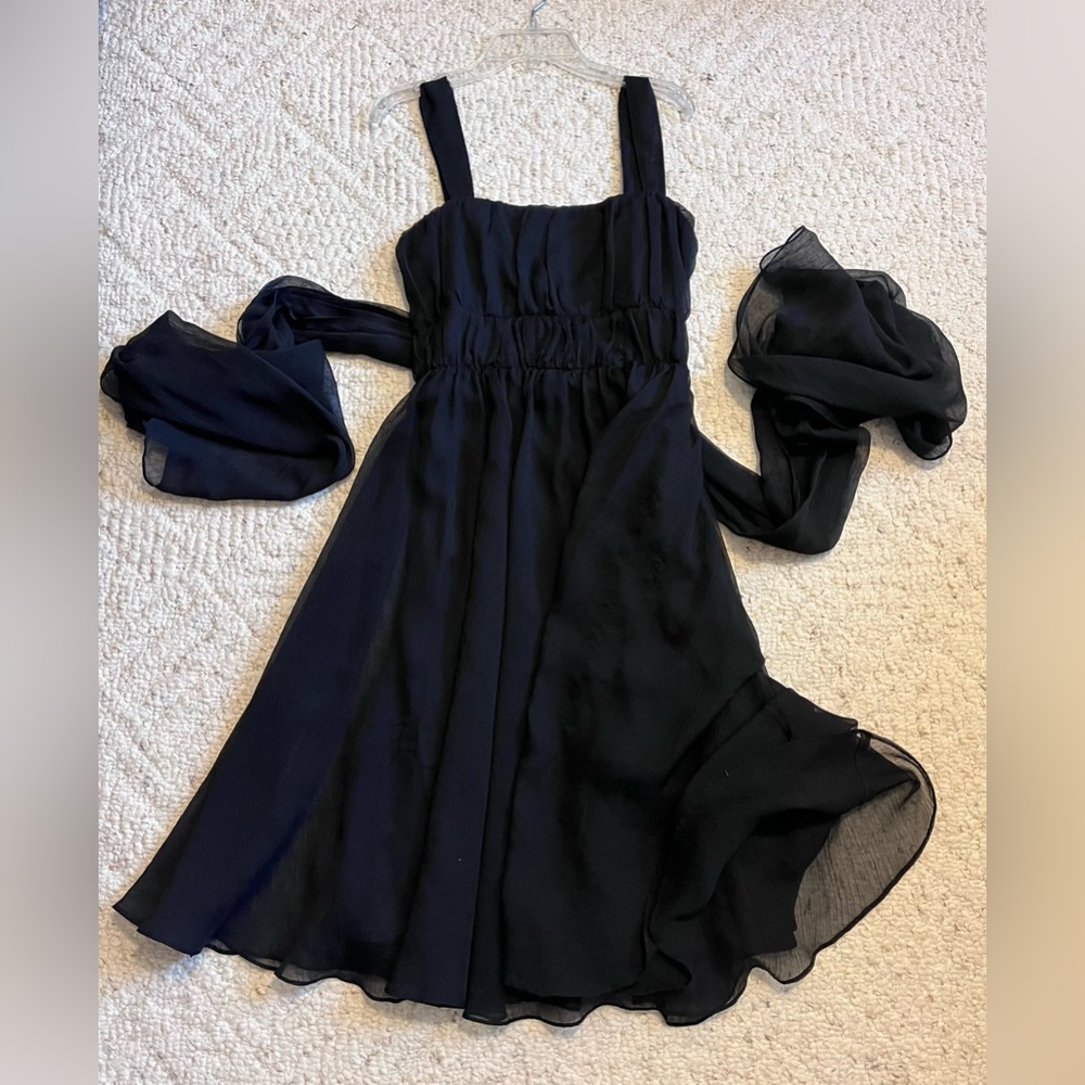 👗 Bella Blue Vintage Chiffon Dress – Size 8 👗 - Picture 5 of 14
